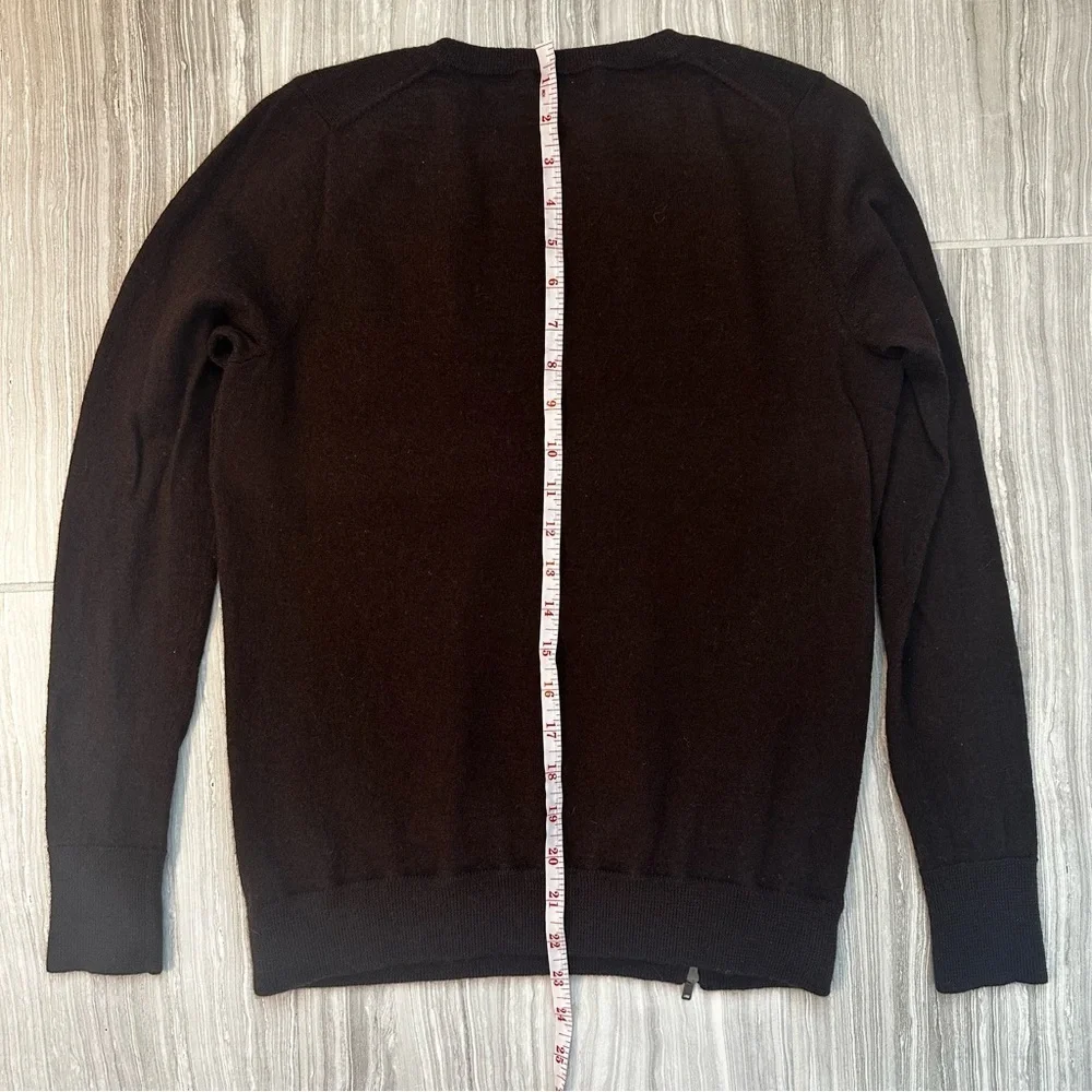 J Crew 100% Merino Wool Sweater M | Asymmetrical Zipper Chocolate Brown GUC